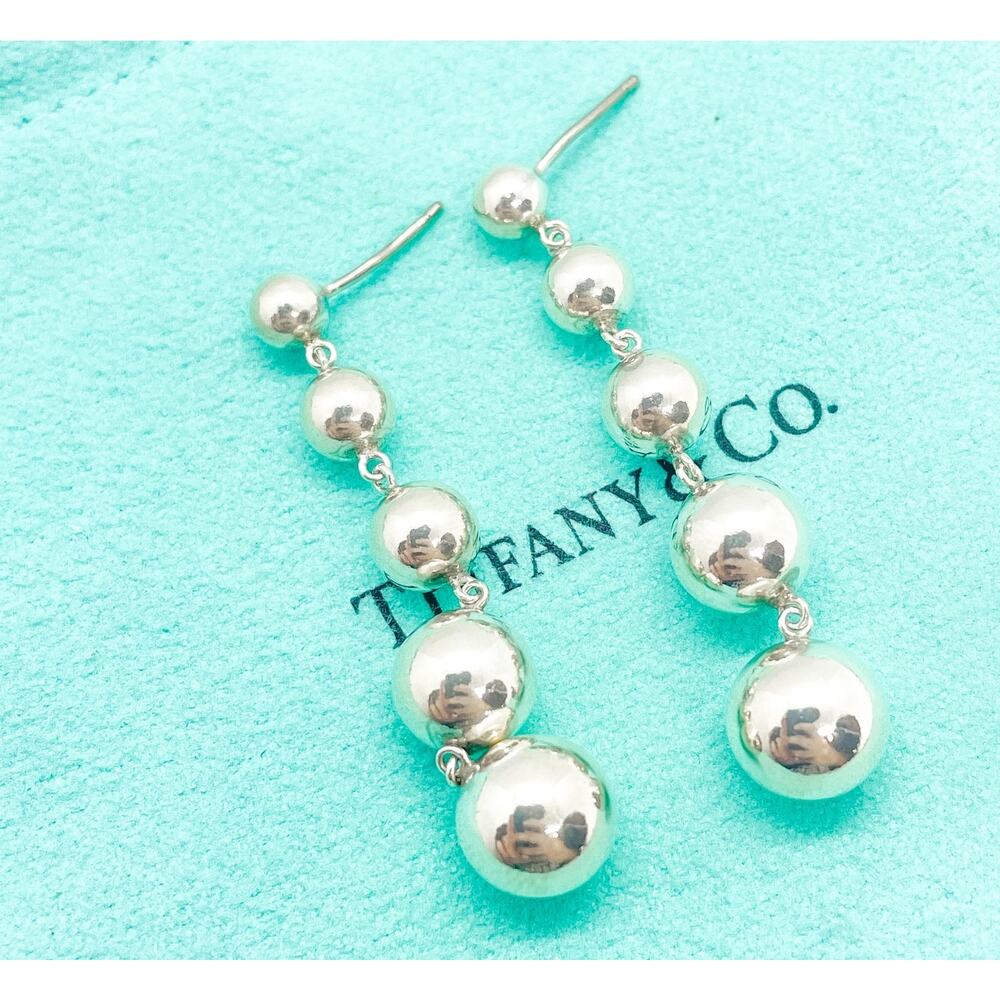 Tiffany & Co. HardWear Graduated Ball Bead Drop Earrings Sterling Silver - Picture 7 of 9